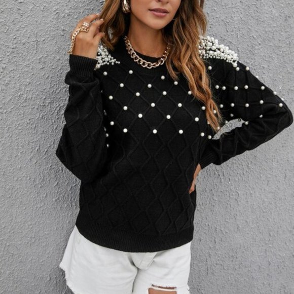 Pearl Details Ribbed Sweater top - Picture 5 of 6